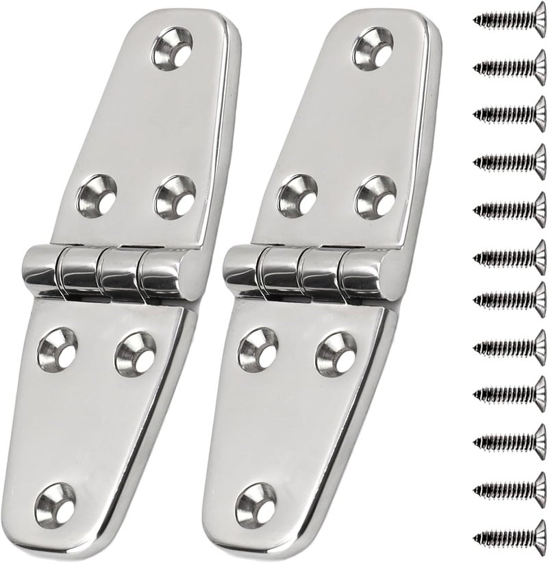 Laorde 316 Stainless Steel Boat Hinges Marine Grade 4 inch x 1.5 inch Heavy Duty Boat Hatch Hinge 102 mm x 38 mm Casting Cabinet Door Hinge with Screws 2 PCS - Image 1